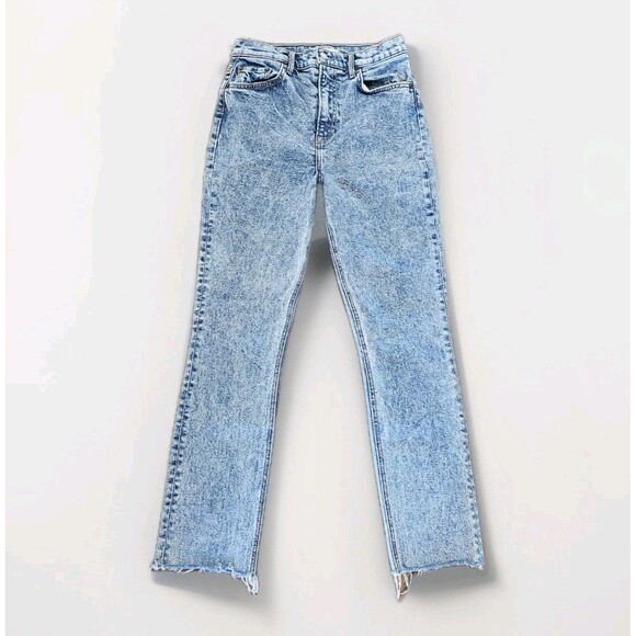 grlfrnd jeans Size 26 Reed Light Wash Straigh Leg Raw Hem - Picture 2 of 9